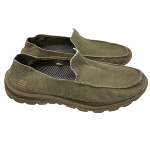 SKECHERS men’s taupe brown Superior canvas memory foam loafer sneakers Size 9.5